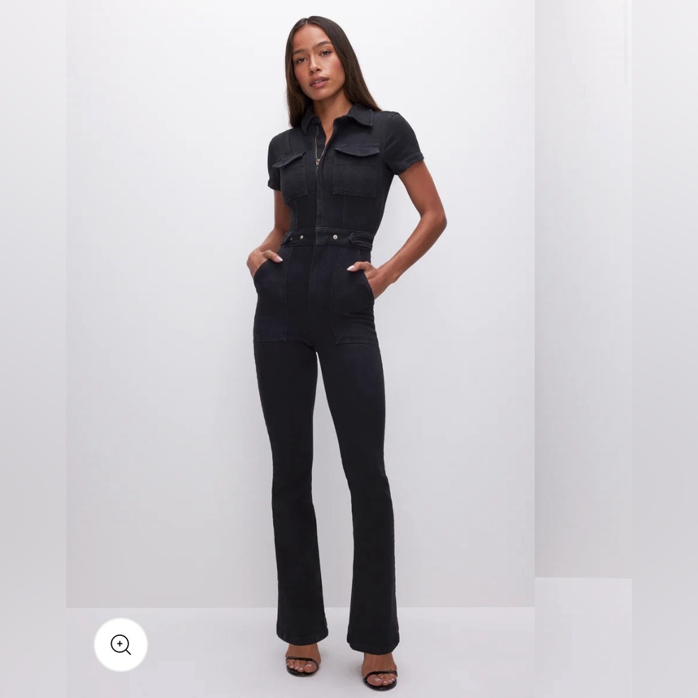 Good American Black Fit for Success Bootcut Jumpsuit Size M NWT